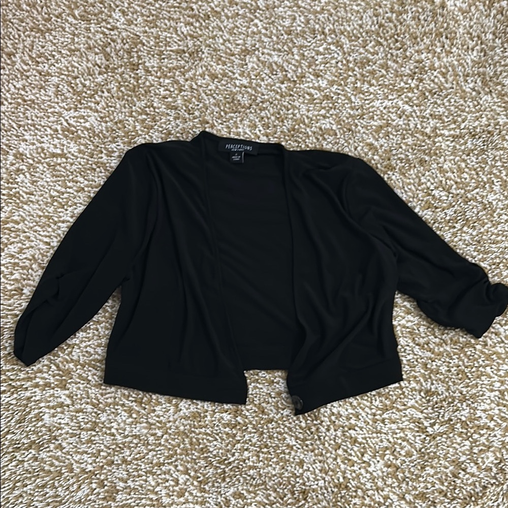 Perceptions Black Open-Front Cardigan